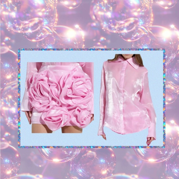Akira by Azalea Wang Iridescent Light Pink Organza 2 Piece 3D Rosette Set! 1X - Picture 5 of 8
